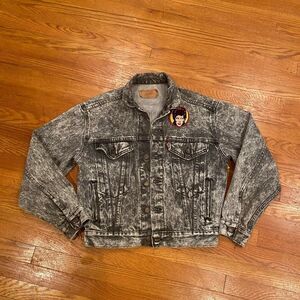 80s Vintage Levi’s 511 Distressed Acid Washed Black Jean Jacket, SZ Large
